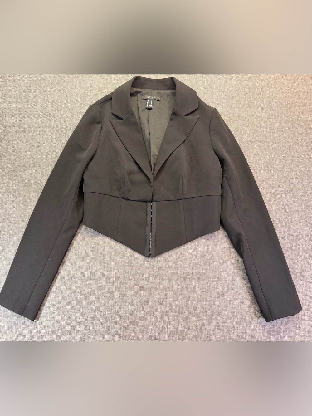 Forever 21 Women's Black Cropped Corset Blazer Jacket Medium